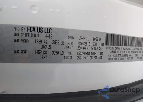 2018 Chrysler Pacifica Touring из США, поврежденный, VIN 2C4RC1DG9JR305578